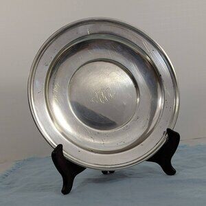 Antique .925 sterling silver 9 inch plate monogrammed 222g